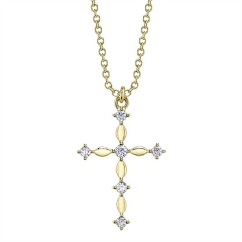 Elegant Diamond Necklaces 14K Gold Yellow 0.12 Carats Diamonds Drop Pendant Necklace - 18 Inch