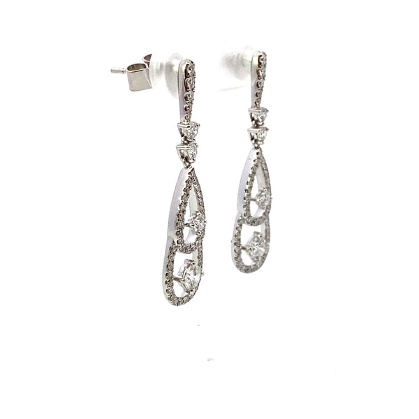 White 18 Karat Gold 0.94 Carats Diamond Dangle Earrings