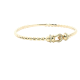 Sophisticated & Timeless Diamond Bracelets 14K Gold Yellow & Titanium Round Diamond & Flexible Bangle Bracelet - 0.23 CTW, Size 6.75 Inch