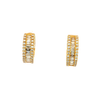 Classic & Contemporary 18K Yellow Gold Baguette & Round Cut 0.60 Carats Diamond Huggie Earrings