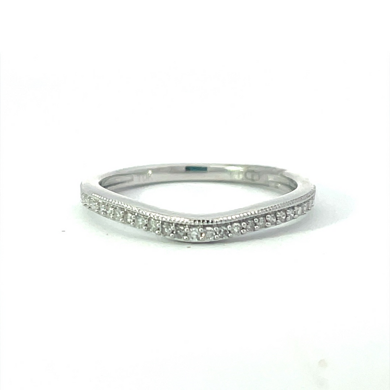 White 10 Karat Gold 3/8 Carats Diamond Halo Engagement Ring & Matching Contoured Diamond Wedding Band
