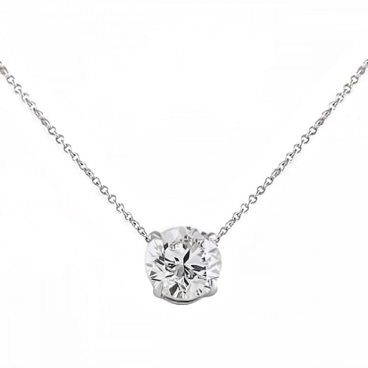 White 14 Karat Gold 1.01 Carats Diamond Solitaire Necklace
