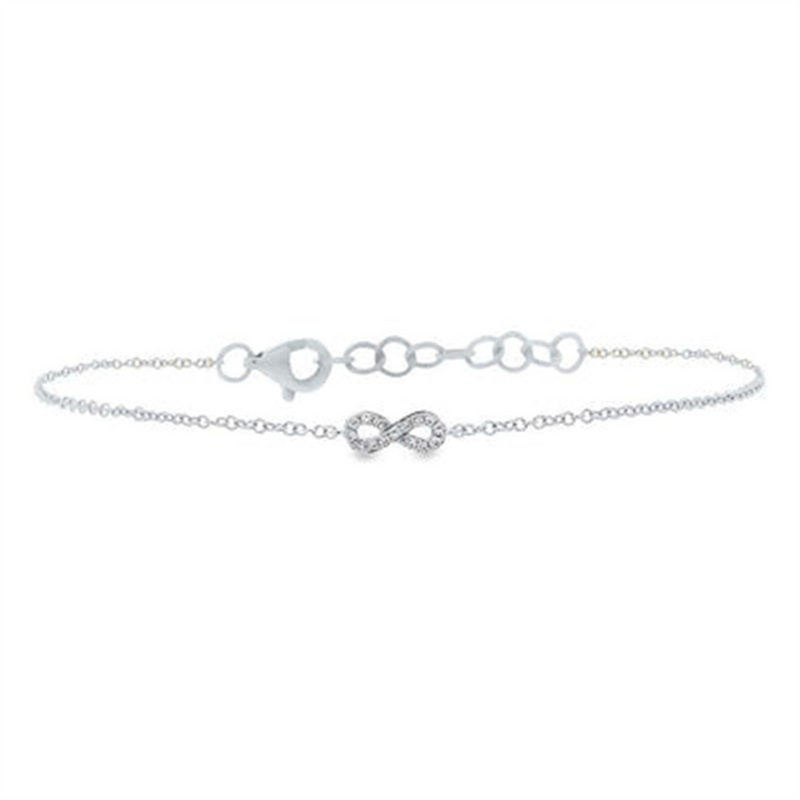 Sophisticated & Timeless Diamond Bracelets 14K White Gold 0.04 Carats Diamond Infinity Bracelet - 7 Inch