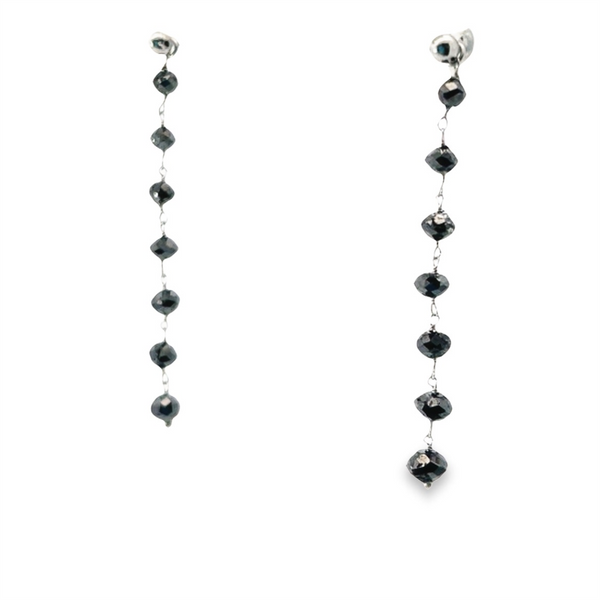 White 14 Karat Gold 4 Black Carats Diamond Dangle Earrings