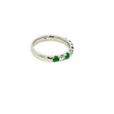 Bold & Elegant 18K White Gold 0.48 Carats Emerald & 0.40 Carats Diamond Stackable Band