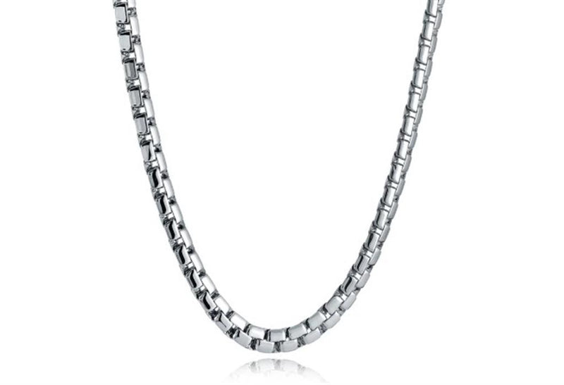 Stainless Steel 5.7 MM Flat Box Link Necklace - 22 Inch