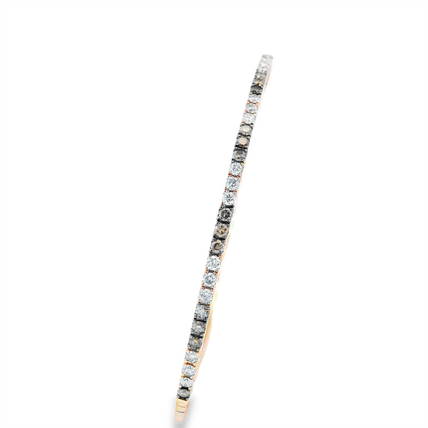 Sophisticated & Timeless Diamond Bracelets 14K Gold Rosé & Titanium Brown & White Diamond Flexible Bangle Bracelet - 0.98 CTW, Size 6.75 Inch