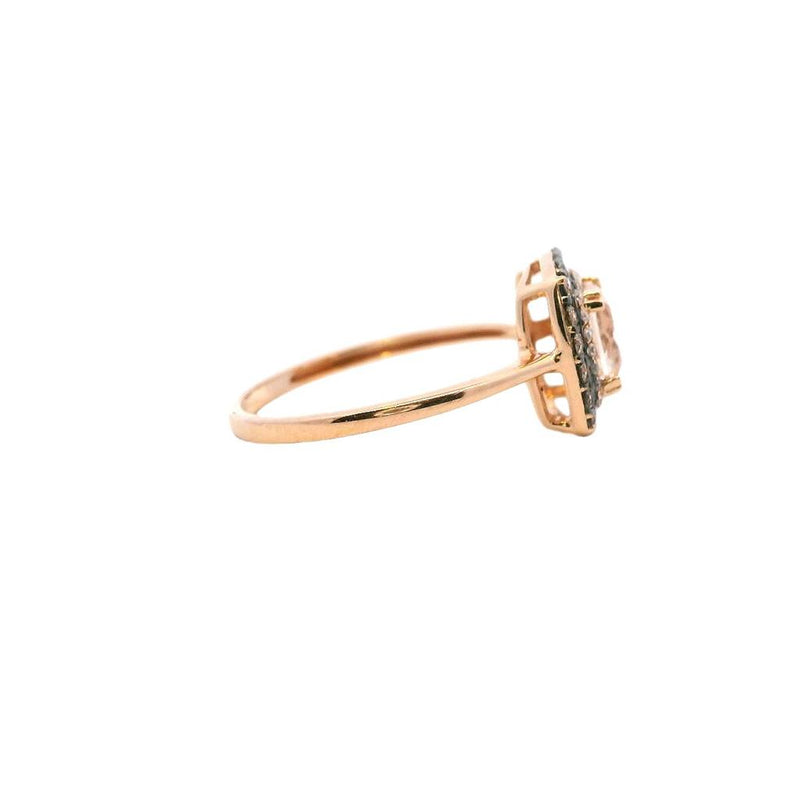 Bold & Elegant 14K Gold Rosé Halo Color Stone Fashion Rings - 0.85 Carats Morganite & 0.33 Carats Diamond & Champagne Diamond