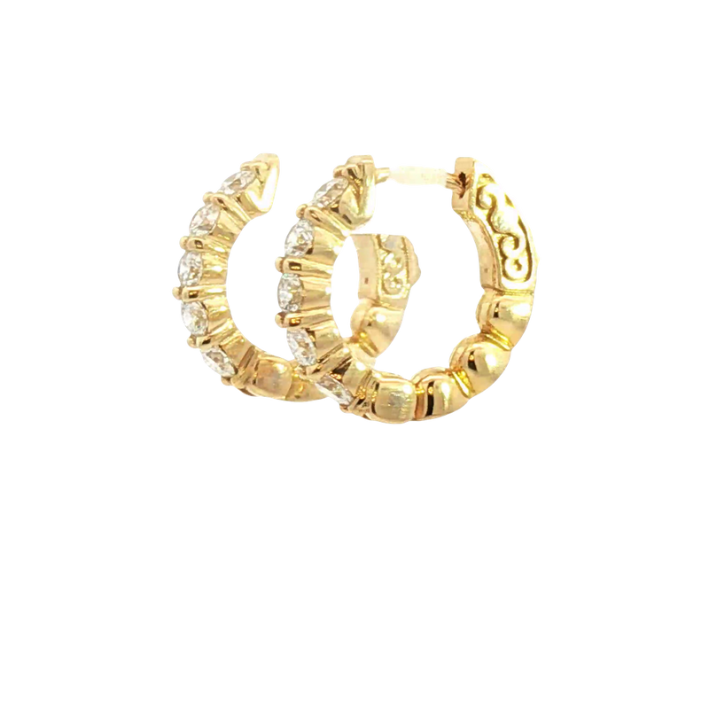 Classic & Contemporary 18K Yellow Gold 1.0 Carat Diamond Small Hoop Earrings