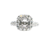 Elegant Diamond Mountings 18K White Gold Round 1.0C Diamond Halo Engagement Ring Setting, 1.26 Carat Total Weight