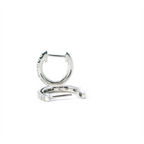 Classic & Contemporary 10K Gold White 1/6 Carats Diamond Small 12.6mm Hoop Earrings