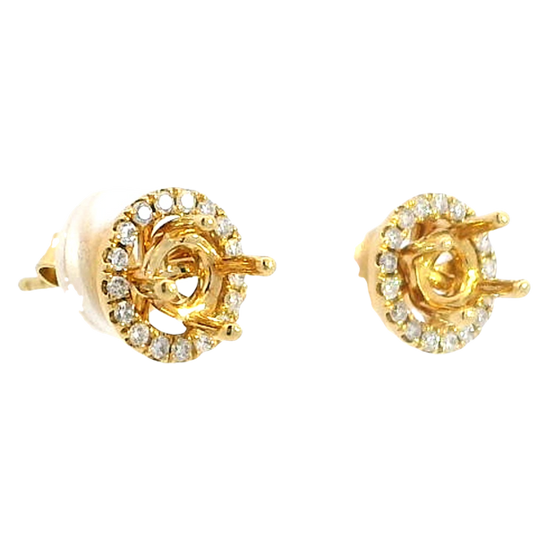 Classic & Contemporary 18K Yellow Gold 0.22 Carats Diamond Semi Mount Stud Earrings & Jackets