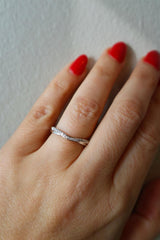 Elegant Diamond Bands 14K White Gold 0.10 Carats Diamond Contoured  Band