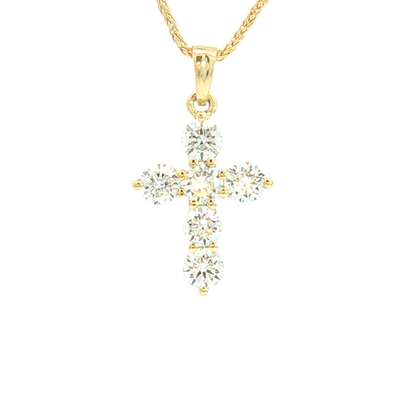 Elegant Diamond Necklaces & Pendants 18K Yellow Gold 1.1 Carats Diamond Medium Cross Pendant