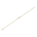 Elegant Pearl Bracelet -14K Yellow Gold Paperclip Link Cultured Pearl & 0.07 Diamond Bracelet - 7 Inch