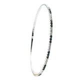 Elegant & Eye Catching 14K Gold Two-Toned 0.65 Carats H/I Diamonds & 0.88 Carats Sapphires Bangle Bracelet, Length 8 Inch