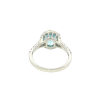 Bold & Elegant 18K White Gold Oval Cut 1.38 Aquamarine & 0.87 Carats Diamond Halo Ring
