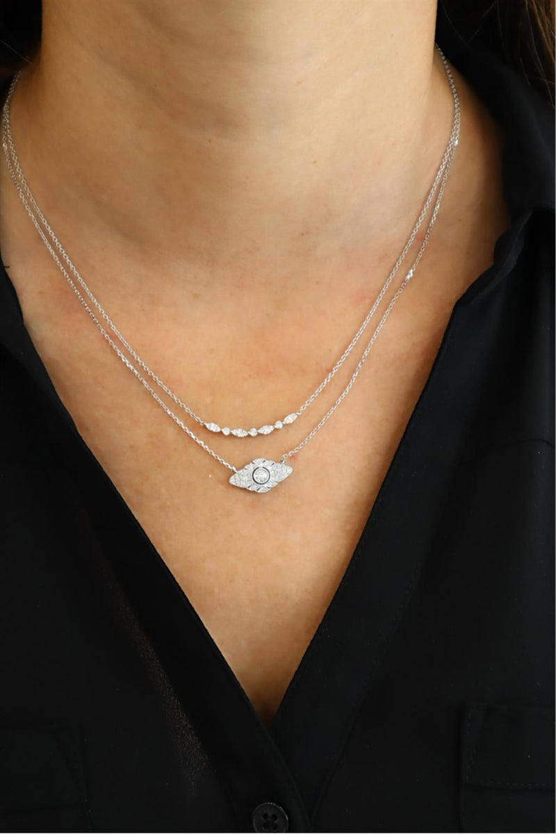 Elegant Diamond Necklaces 18K Gold White 0.30 Carats Vintage Inspired Diamond Necklace - 18 Inch
