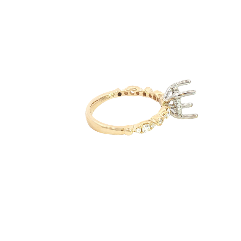 Elegant Diamond Mountings 14K Yellow & White Gold 0.38 Carats Diamond Semi Mount Ring