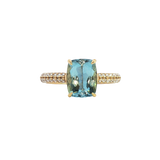 Bold & Elegant 18K Yellow Gold Rectangular Cushion Cut 2.13 Carats Aquamarine & 0.29 Carats Diamond Ring