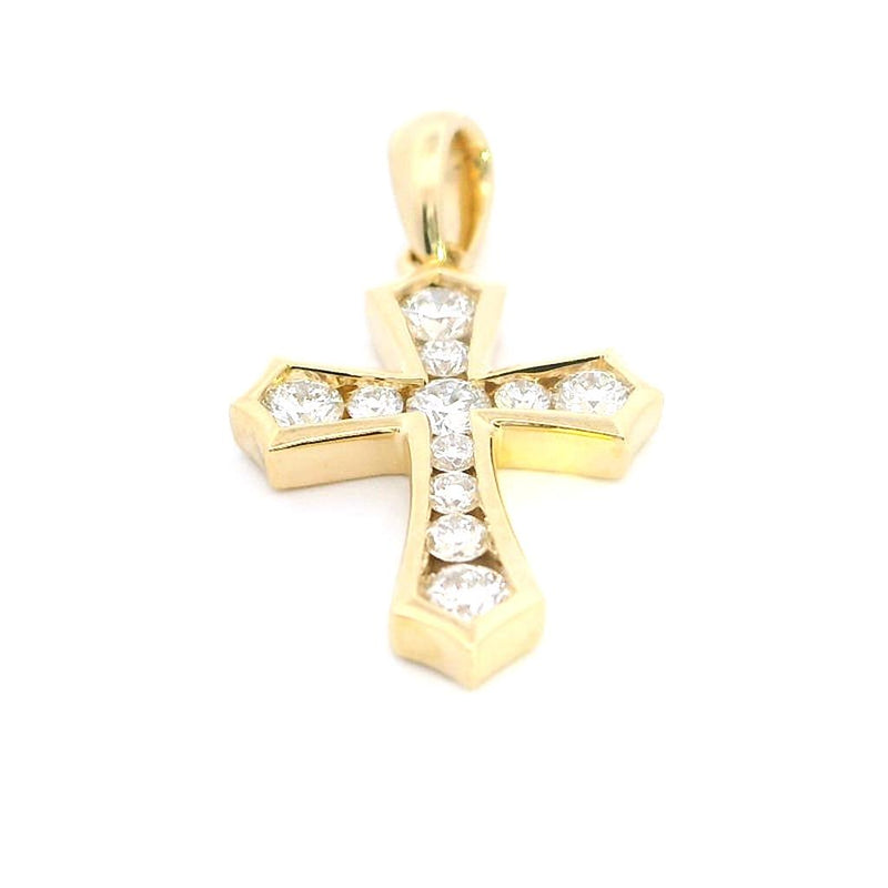 Elegant Diamond Necklaces & Pendants 18K Yellow Gold 0.31 Carats Diamond Small Cross Pendant