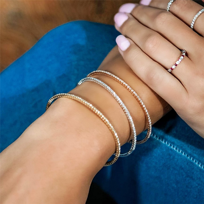 Sophisticated & Timeless Diamond Bracelets 14K Gold White & Titanium 0.50 Carats Flexible Bangle Bracelet - 0.5 CTW, Size 6.75 Inch