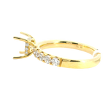 Elegant Diamond Mountings 18K Yellow Gold 1.50 Carats Round Setting -  0.63 Carats Diamond Ring