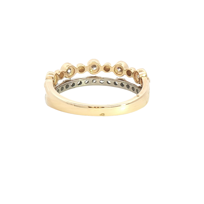 Elegant & Trendy 14K Yellow & White Gold 0.47 Carats Diamond Duo Stack Band
