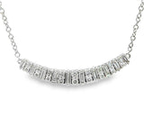 Elegant Diamond Necklaces 18K White Gold Baguette & Round Cut 0.92 Carats Diamond Curved Bar Necklace - 18 Inch