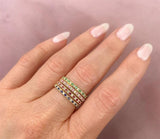 MPJ Exclusive Bold & Elegant 14K Gold Yellow Stackable Color Stone Fashion Bands- Ruby 0.22 Carats & Diamonds 0.16 Carats
