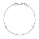 Sophisticated & Timeless Diamond Bracelets 14K White Gold 0.03 Carats Diamond Cross Bracelet - 7 Inch