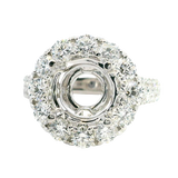 Elegant Diamond Mountings 18K White Gold 2.5 Carats Round Diamond Halo Semi Mount Ring -  1.77 Carats