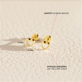 14K Yellow Gold 4 Prong June Birthstone Mother of Pearl Heart Earrings For Children