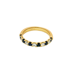 Bold & Elegant 18K Yellow Gold 0.50 Carats Blue Sapphire & 0.36 Carats Diamond Stackable Band