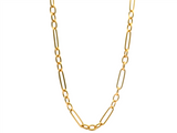 Elegant & Durable Designs 18K Gold Yellow Oval Figaro Fashion Chain, 31 Inch