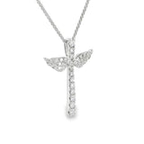 Elegant Diamond Necklaces & Pendants 18K White Gold 0.48 Carats Diamond Angel Inspired Cross Pendant