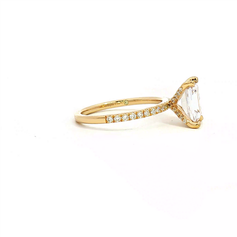 MPJ Exclusive Elegant Diamond Mountings 14K Gold Yellow Diamond Accented 1.5 Carats Emerald Cut Engagement Ring - 0.31 Carats Accent Diamonds