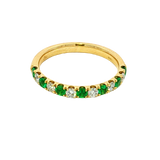 Bold & Elegant 18K Yellow Gold 0.40 Carats Emerald & 0.28 Carats Diamond Stackable Band