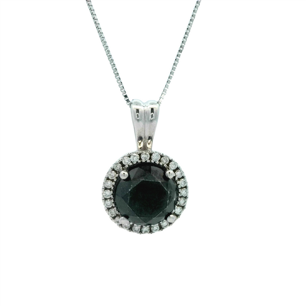 White 14 Karat Gold 2 Carats Black & White Diamond Drop Pendant Necklace