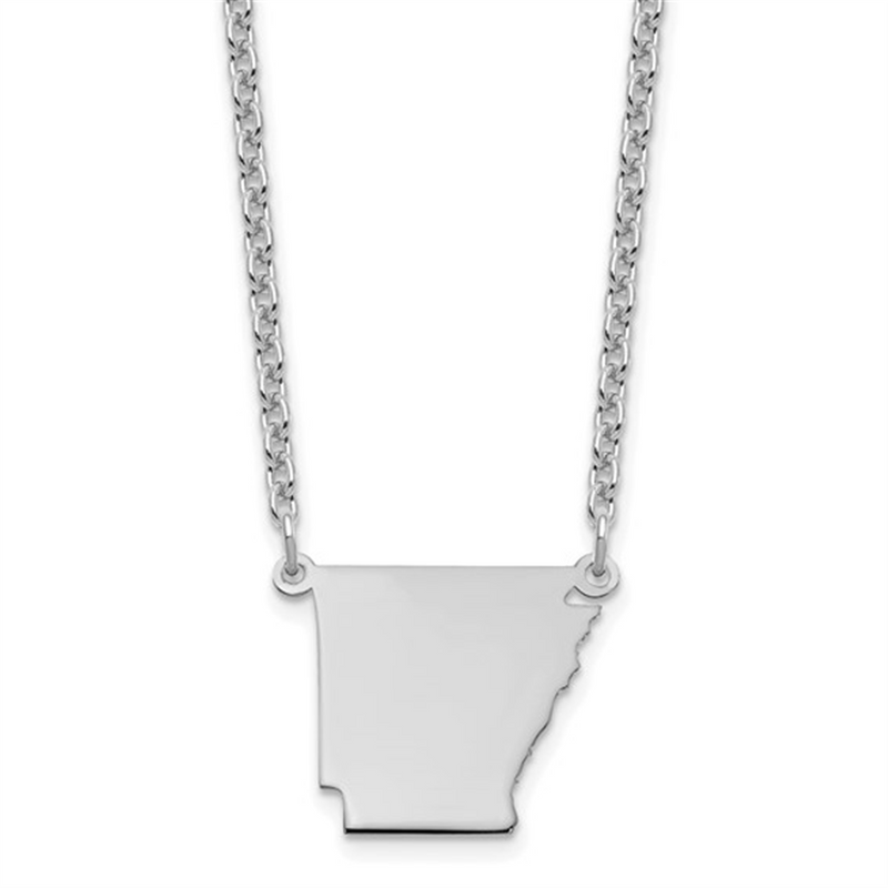 Sterling Silver Arkansas Engraved Pendant Necklace