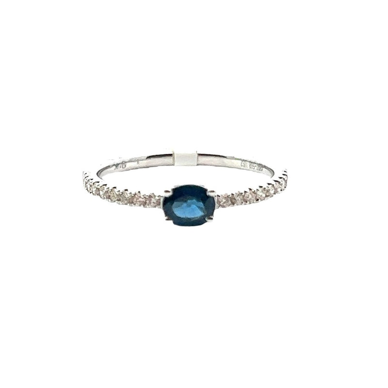 White 14 Karat Gold 0.44 Carats Sapphire & 0.18 Carats Diamonds Ring