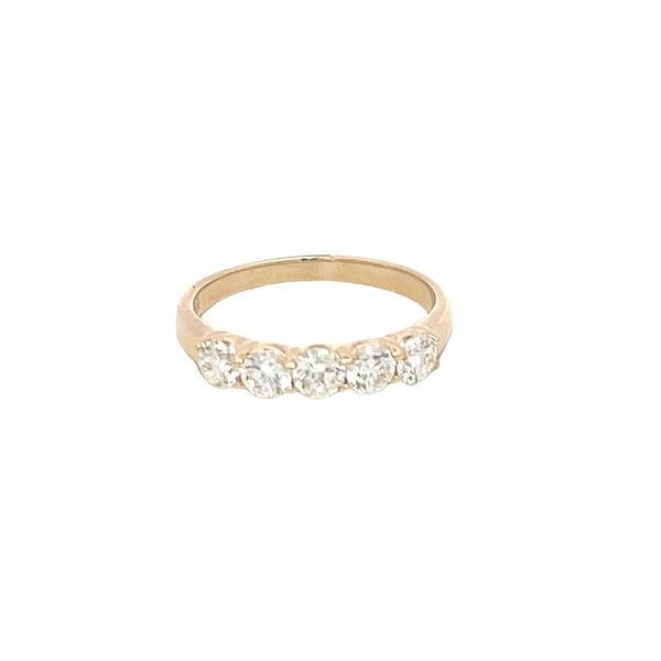 Elegant Diamond Bands 14K Gold Yellow Stackable 1.02 Carats Diamond 5 Stone Anniversary Band