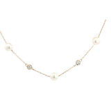 Elegant Pearl Bracelet - 14K Yellow Gold Akoya Cultured 5.5-6.0MM Pearl  & 0.14 Lab Grown Diamond Bracelet - 7.5 Inch
