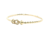Sophisticated & Timeless Diamond Bracelets 14K Gold Yellow & Titanium Round Diamond & Flexible Bangle Bracelet - 0.23 CTW, Size 6.75 Inch