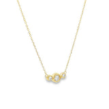 Elegant Diamond Necklaces 14K Gold Yellow 0.22 Carats 3 Stone Bezel Diamond Pendant Necklace - 18 Inch