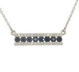 Vibrant Colored Stone Necklaces 14K White Gold 0.47 Carats Blue Sapphire & 0.19 Carats Diamond Bar Necklace - 18 Inch