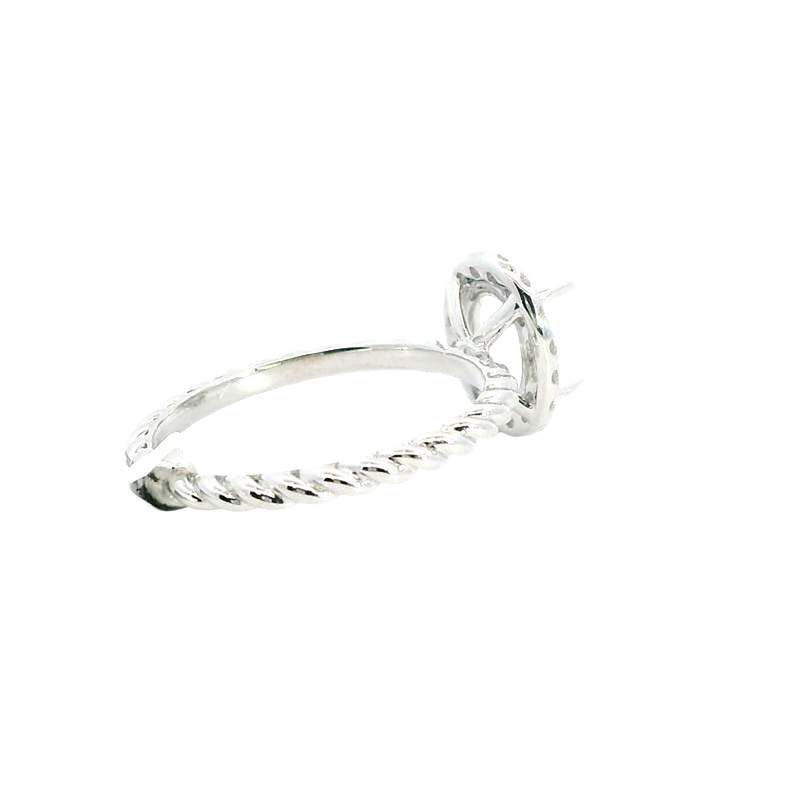 Elegant Diamond Mountings 18K Gold White Halo Oval 7x5MM Engagement Ring - 0.17 Carats Accent
