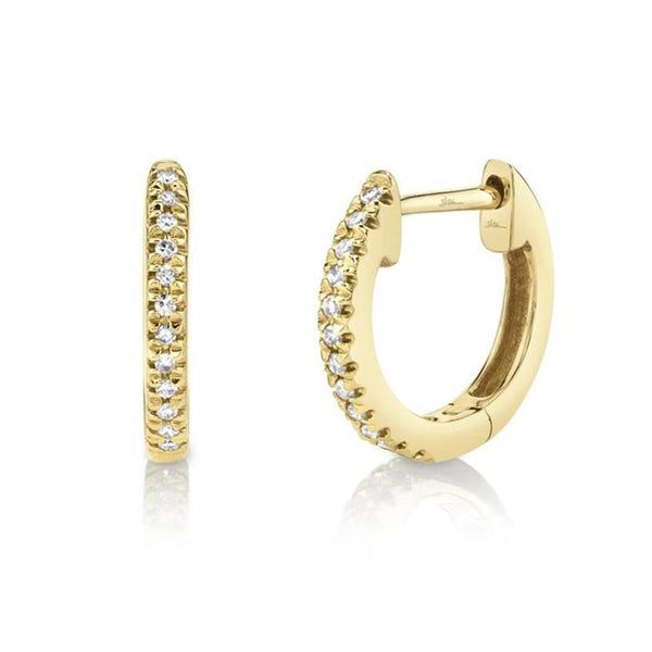 Yellow 14 Karat Gold 0.07 Carats Diamond Huggie Earrings