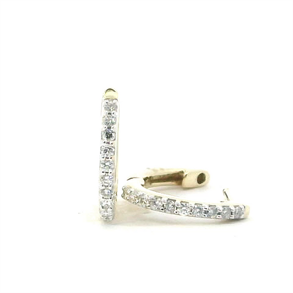 Classic & Contemporary 10K Gold Yellow 1/6 Carats Diamond Small 12.3mm Hoop Earrings