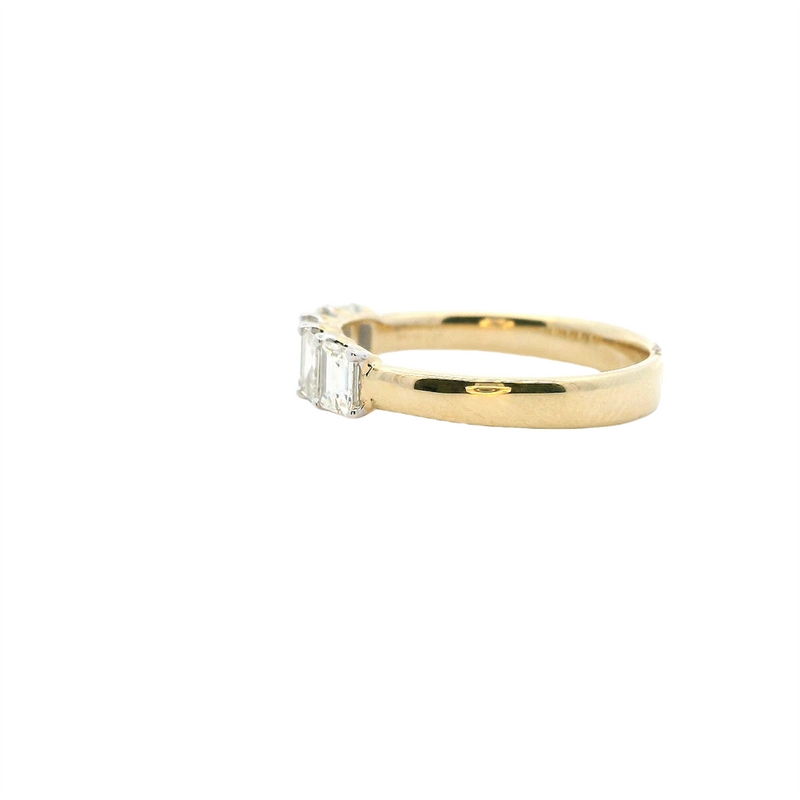 Elegant Diamond Bands 14K Gold Yellow Stackable 1.01 Carats Emerald Cut Diamond 5 Stone Anniversary Band
